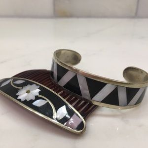 Vintage cuff and matching hair comb